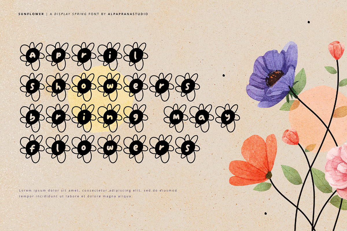 Sun Flower - Decorative Display Font, a Symbol Font by Alpaprana (Photo 2 of 10)