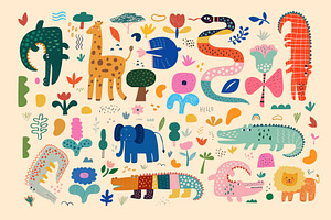 Cute baby crocodiles illustrations