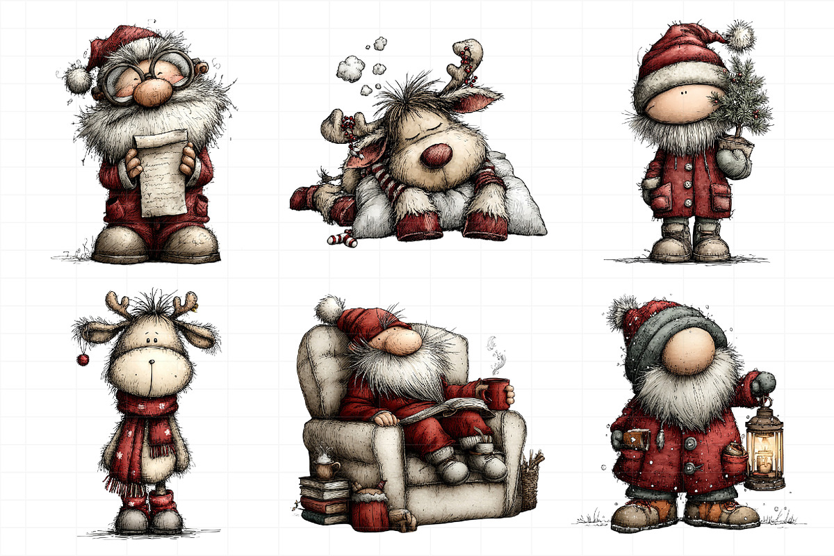 Santa & Reindeer Christmas Clipart, an Illustration by Daily.Designs (Photo 4 of 5)
