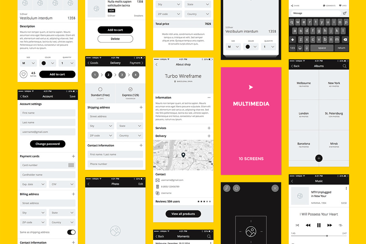 TURBO iOS Wireframe Kit, a Wireframe Template by Just UI (Photo 9 of 11)