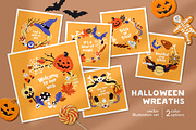Spooky Halloween wreaths designs set, a Seasonal Illustration by PaperTrident (Thumbnail 1 of 16)