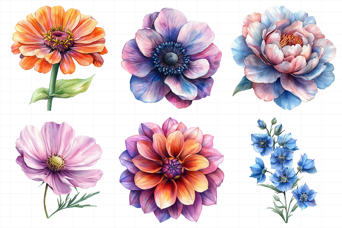 Watercolor Floral Clipart Flower, an Illustration by Daily.Designs (Photo 6 of 8)