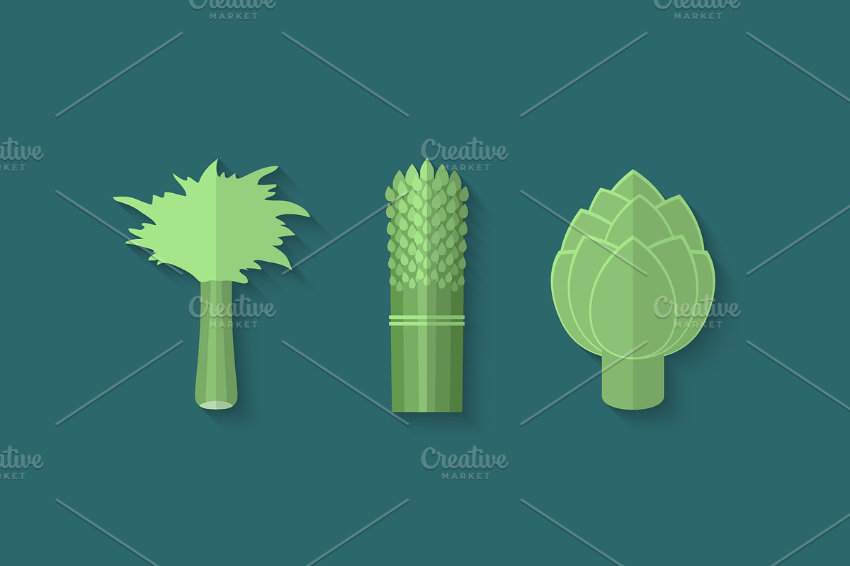 Flat Vegetables Set, an Illustration by Alex Serada (Photo 13 of 17)