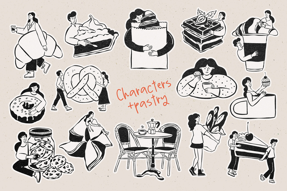 Naive coffee and pastry doodles, an Object Graphic by DesignThatMatters (Photo 7 of 14)