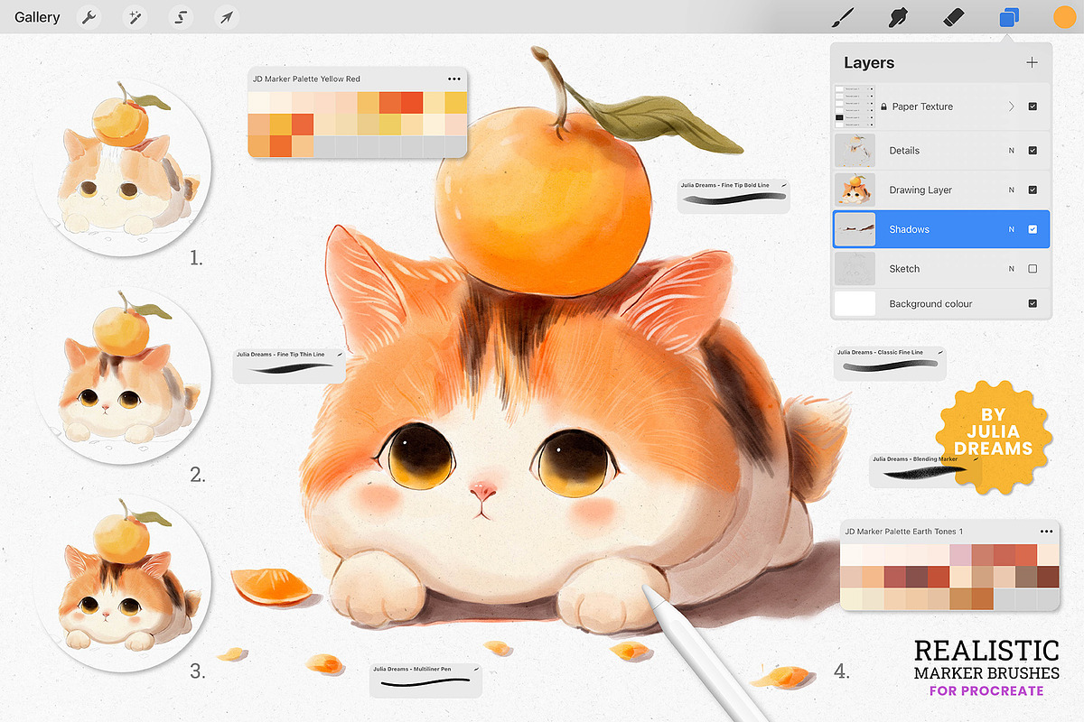 Realistic Marker Procreate Brushes, a Brush Add-On by Julia Dreams (Photo 6 of 9)