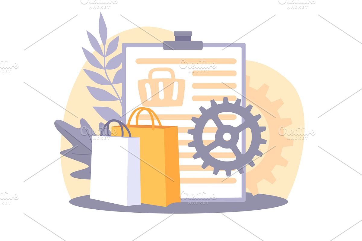 Shopping list. Contents of shopping, a Finance Illustration by YummyBuum
