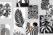 Black Abstract Botanical Wall Art, a Wallpaper Graphic by Helospace (Thumbnail 5 of 10)