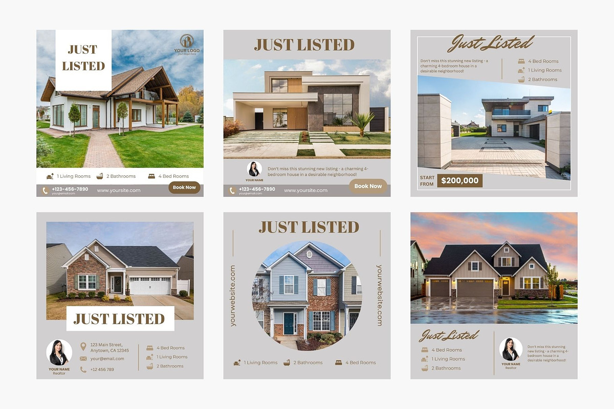 9 Just Listed Real Estate Templates, a Social Media Template by TemplatePlus.net (Photo 2 of 7)