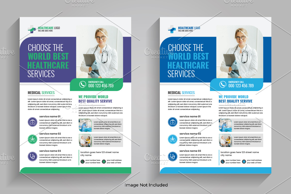 A4 size Healthacre Service Flyer, a Flyer Template by Tanuart