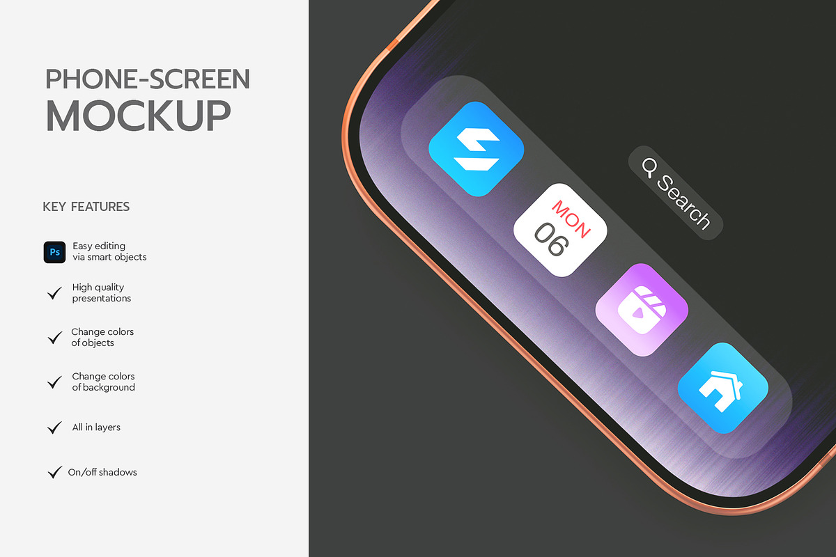 Phone Screen with App Icon Mockup, an iPhone Mockup by graphypix (Photo 2 of 4)