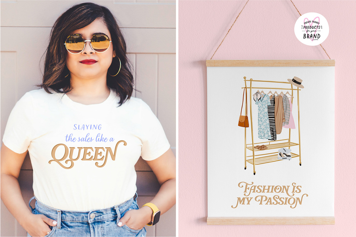 Shopping Girl Clipart Fashion Quotes, an Object Graphic by Ruslana Lubenets (Photo 6 of 15)