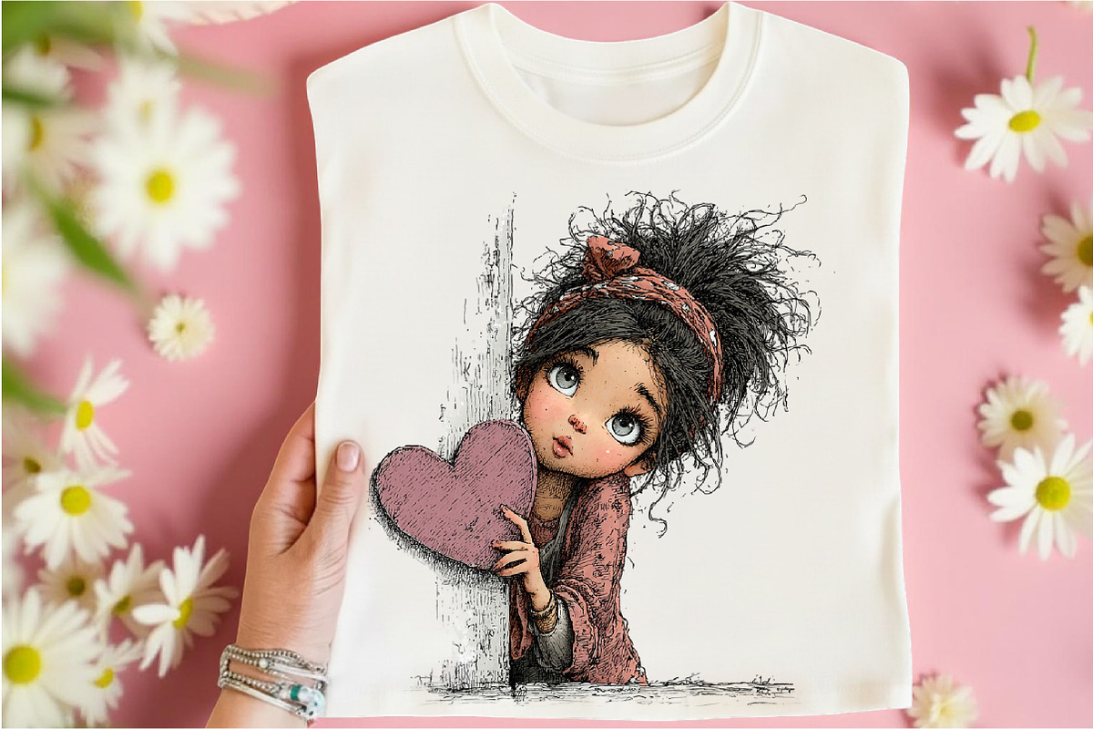 Whimsical Valentine Girl Clipart, an Illustration by Libby Wishes (Photo 4 of 8)