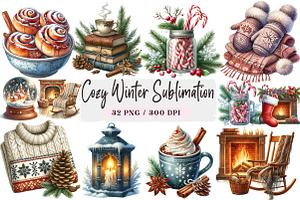 Cozy Winter Sublimation Clipart Bund, an Illustration by DreamArtGraphic