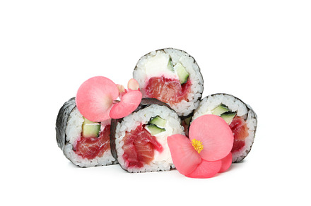 Maki with ginger isolated on white background, a Food & Drink Photo by AtlasStudio PRO