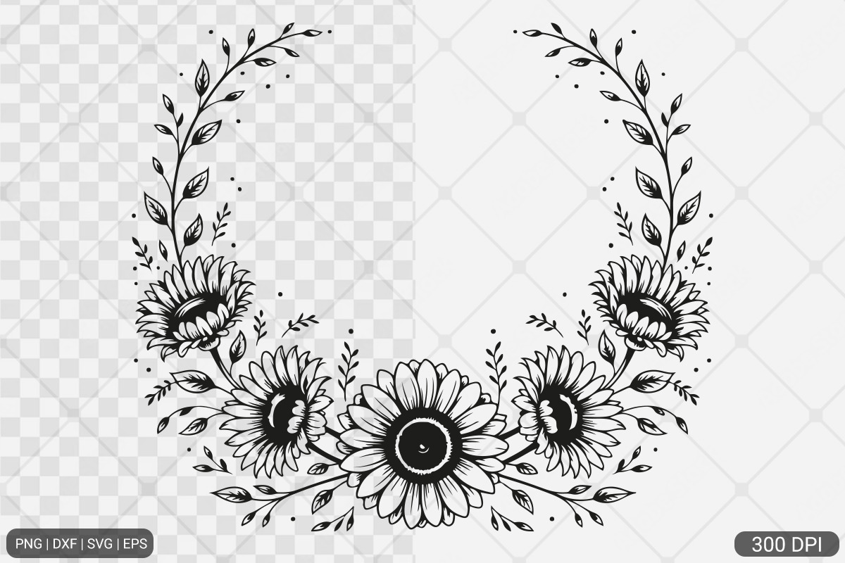 Sunflower Frame SVG PNG Bundle, an Illustration by Actual Pixel (Photo 17 of 23)
