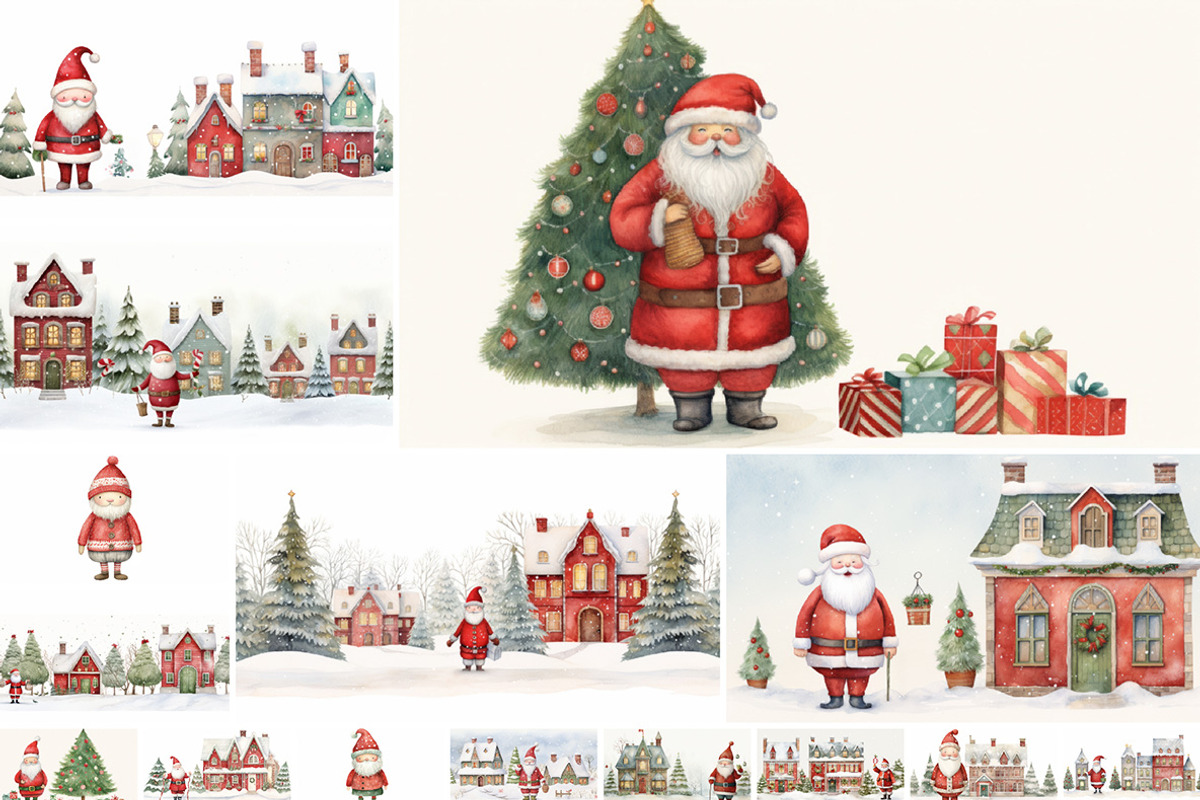 44 Cute Santas, a Seasonal Illustration by Handmadefont (Photo 6 of 12)