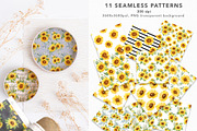 Sunflower Watercolor Hand Drawn, a Seasonal Illustration by CaraulanStore (Thumbnail 10 of 10)