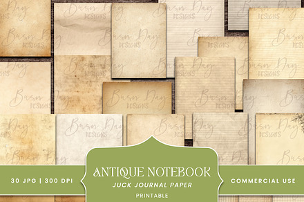 Antique Notebook Junk Journal Paper, a Background Graphic by BusyDaydesign