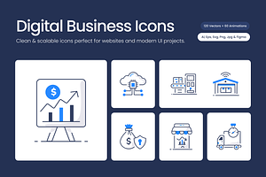 Digital Business Line Bundle Icons, an Outline Icon by Vectors Market