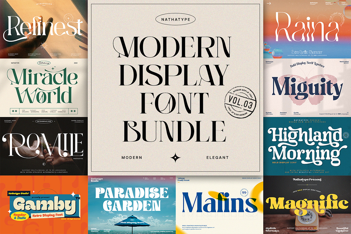 Modern Display Font Bundle 3, a Script Font by Nathatype (Photo 3 of 12)