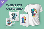 Cartoon Robots 03. T-Shirt Sticker., an Animal Illustration by KENO Mascots (Thumbnail 3 of 3)
