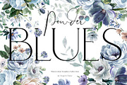 Blue Watercolor Flowers, a Background Graphic by Twigs and Twine (Thumbnail 1 of 10)