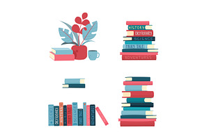 Stack of historical school books
