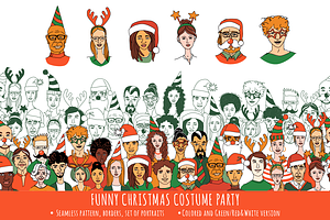 Festive Diverse Portrait Pattern