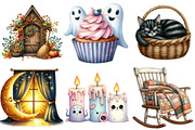 Cute Halloween Cottage Clipart, an Illustration by Watercolor design (Thumbnail 4 of 4)