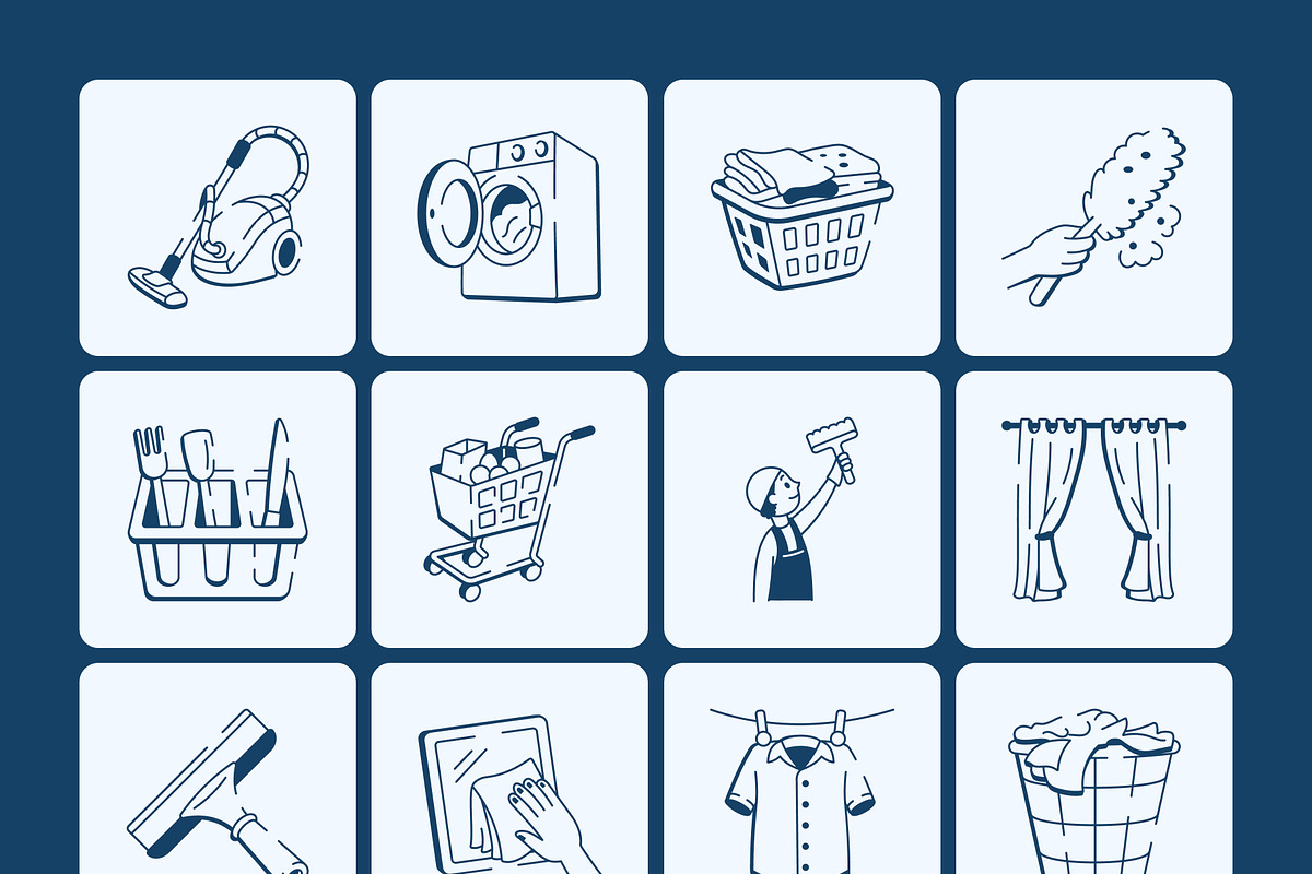Chores Doodle Icon Set, an Outline Icon by Vectors Market (Photo 8 of 8)