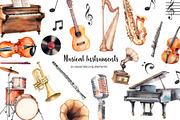 Watercolor musical instruments set, an Object Illustration by Art and Funny (Thumbnail 1 of 4)
