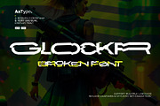 Glockr - Broken Cyberpunk Font, a Sans Serif Font by AaType. (Thumbnail 1 of 6)
