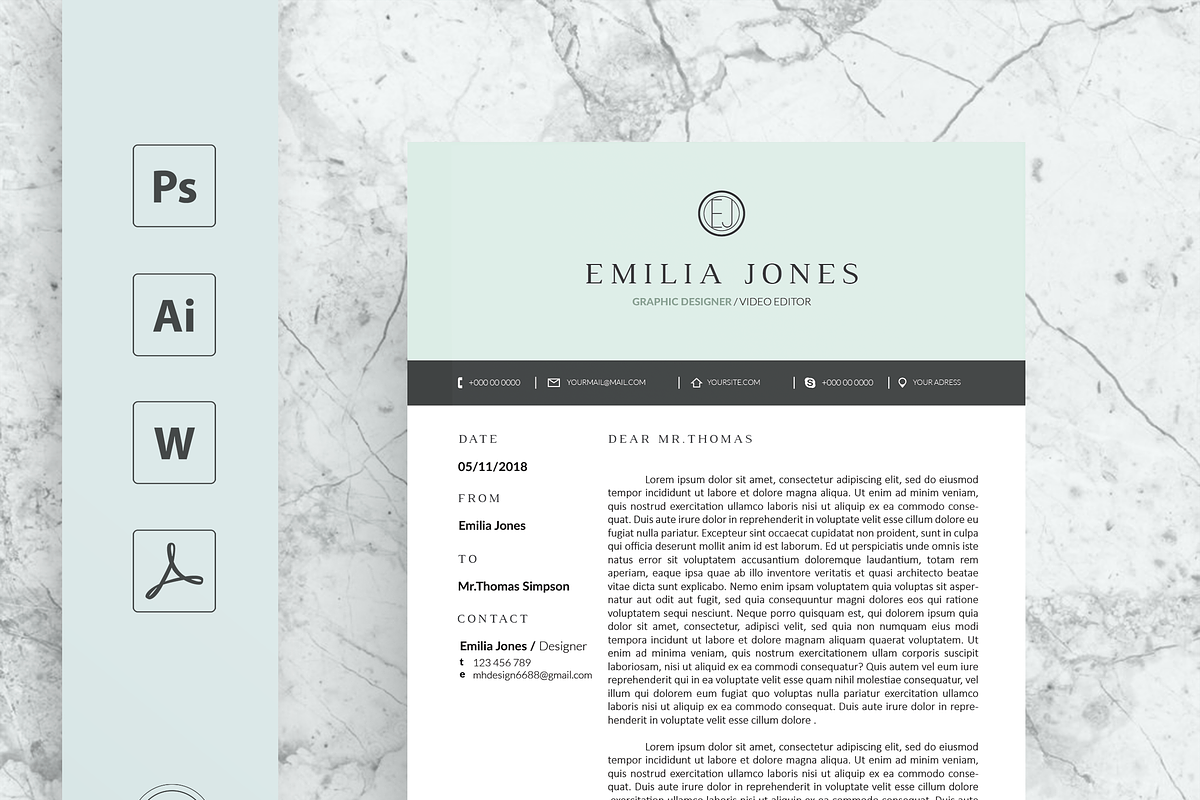 Pastel Blue Resume Template, a Resume Template by MH Design Template (Photo 4 of 4)