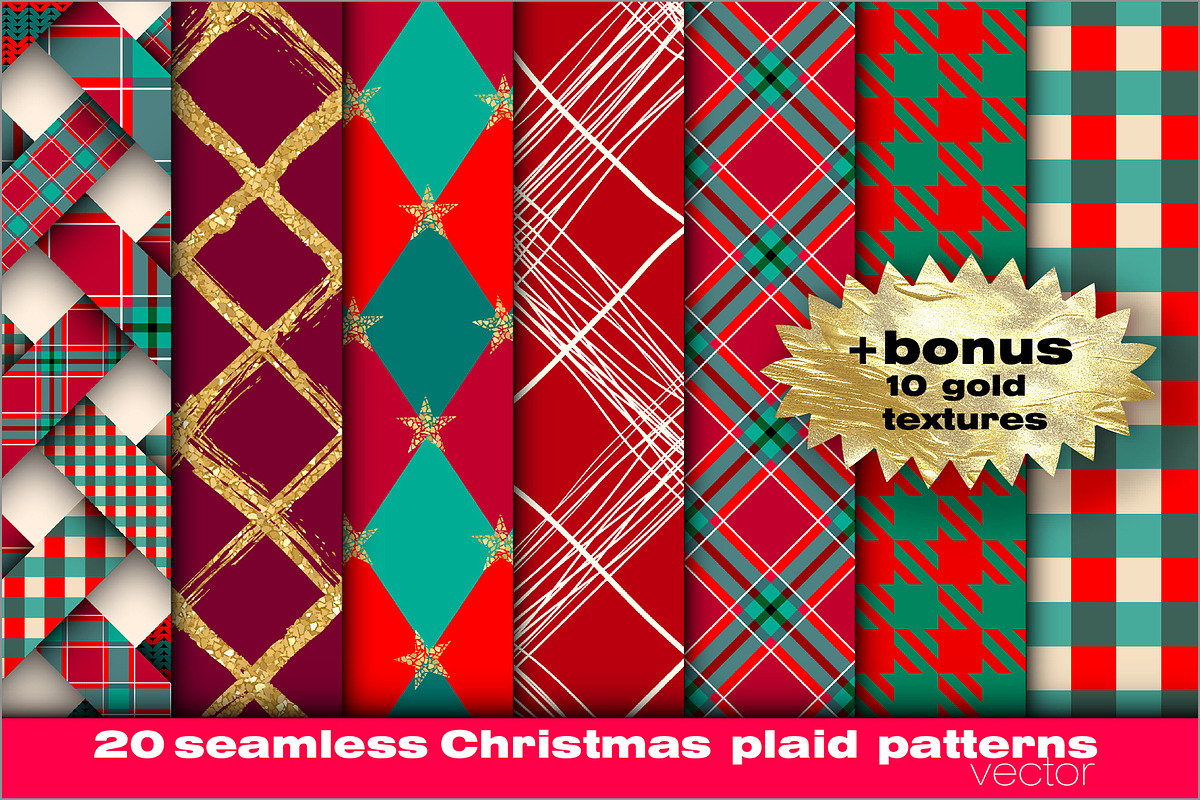 20 Christmas plaid patterns + Bonus, a Pattern Graphic by tkdesign (Photo 1 of 6)