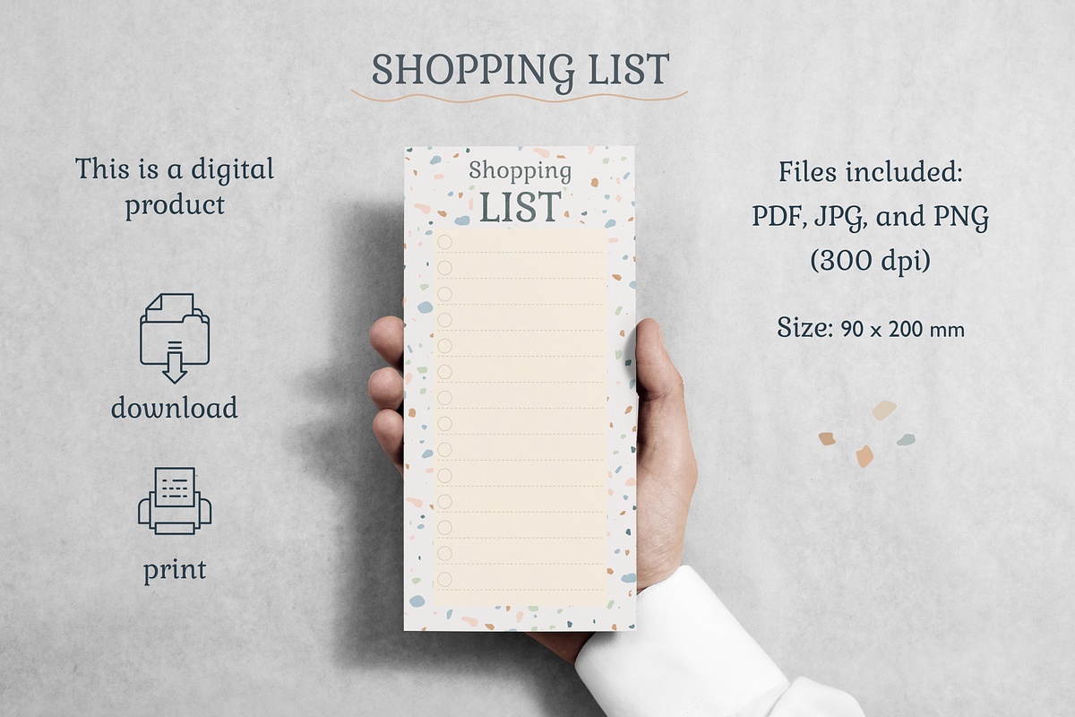 Terrazzo Planner & Shopping List, a Stationery Template by Nina Bered Illustration (Photo 3 of 4)