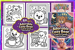 Adorable Cozy Bear Cute & Comfy, an Animal Illustration by Printable Design Store