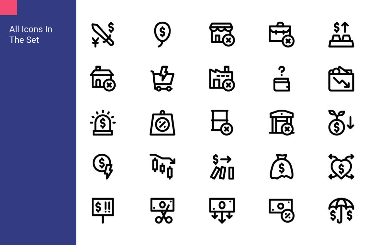 Economic Crisis Icon Set, an Icon by Bartama Graphic (Photo 2 of 2)