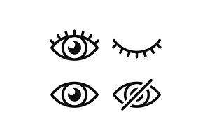 Hide Eye Icons Set. Visible and, an Object Illustration by in8finity