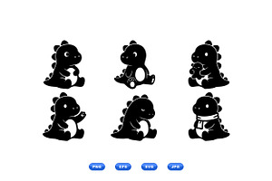 Cute Baby Dino Clipart Pack, an Illustration by designvectx