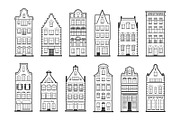Set of 12 line Amsterdam old houses, a Decorative Illustration by Primula`s shop (Thumbnail 2 of 2)