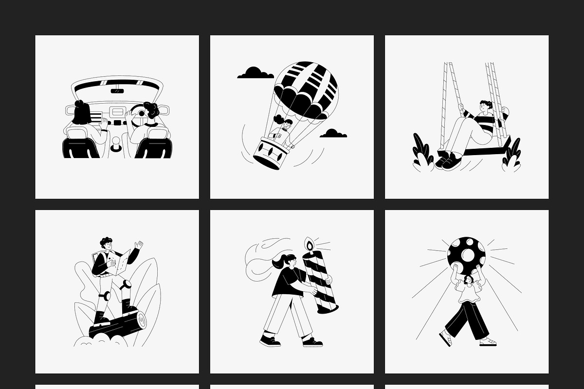 250 Monochrome Illustration Set, a Person Illustration by Vectors Market (Photo 18 of 18)