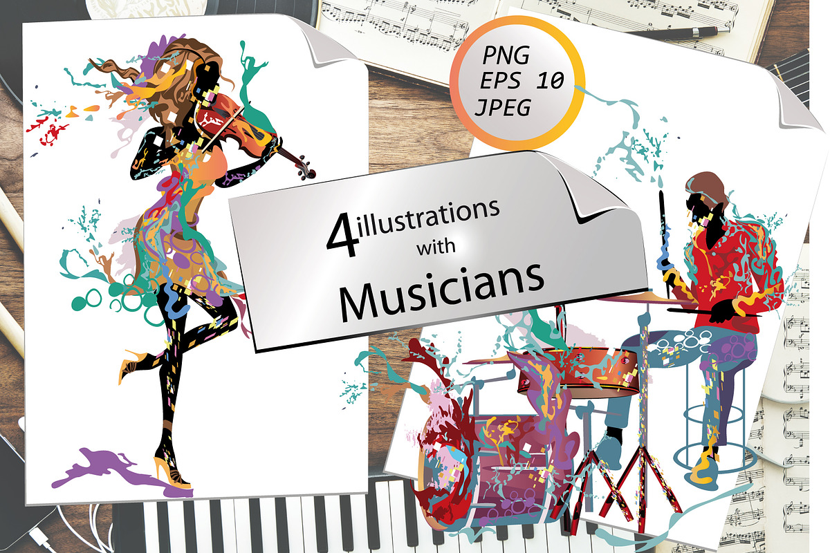 Abstract colorful musicians., a Person Illustration by Laifalight (Photo 1 of 7)