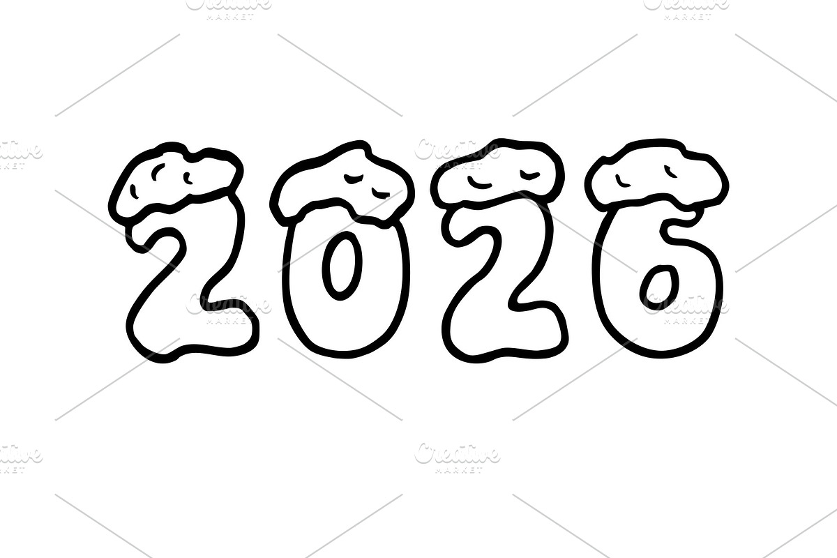 2026 postcard icon illustration, an Outline Icon by NatArt