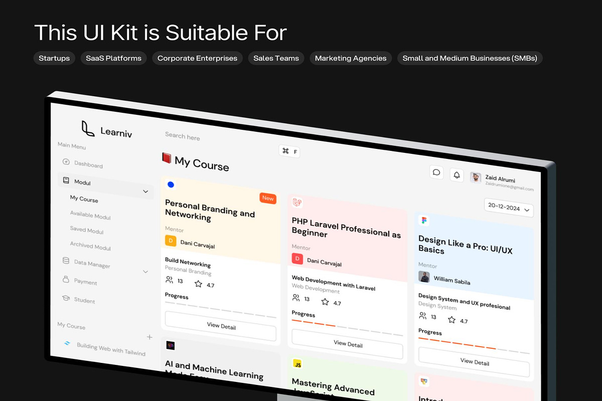 Learniv - Learning Management System, an UI Kit Template by Creative Perspective (Photo 3 of 7)