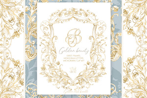 Gold Baroque crest frame png, a Decorative Illustration by WonderWonder