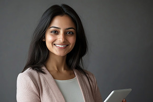 Young indian woman IT freelancer working on laptop, a Person Photo by AlyaAnd