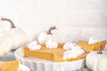 Traditional autumn pumpkin pie featuring pumpkin pie, pumpkin cake, and, a Food & Drink Photo by Rimma