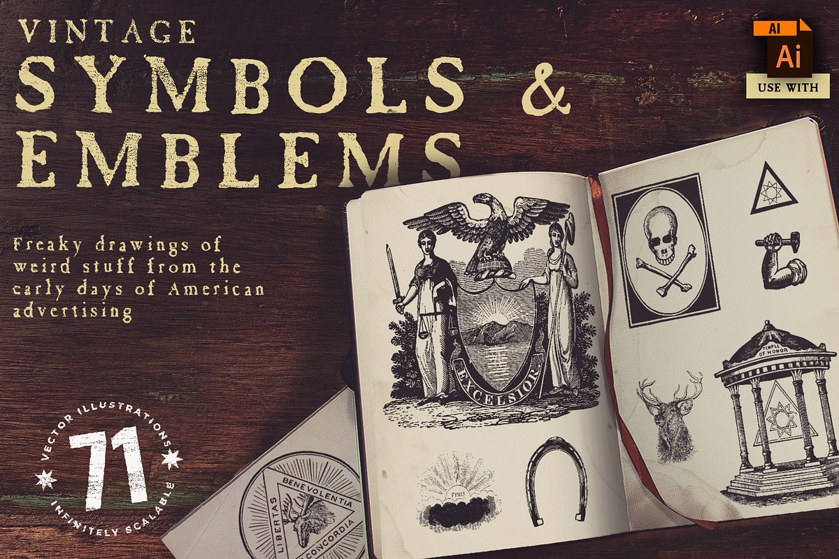 Vintage Symbols and Emblems Vectors, an Illustration by Jeffry Macpherson Visuals (Photo 1 of 4)