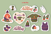 Knitting Girl Vector Clipart Set, a Person Illustration by Natali_Zhy (Thumbnail 3 of 4)