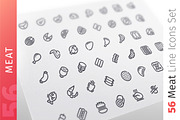 Meat Line Icons Set, an Outline Icon by Voysla's Shop (Thumbnail 1 of 4)